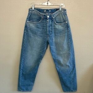 Rag & bone Button fly High Waist Distressed Ankle Barrel Jeans. Size 27